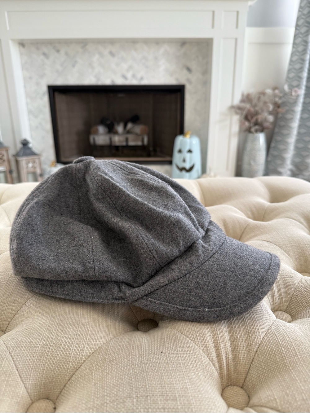 Classic Gray Newsboy Cap -Wool-Blend Flat Cap